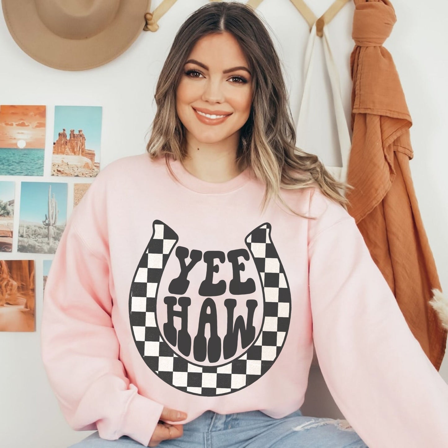 Yeehaw Sweatshirt, Retro Western Shirt, Vintage Western Sweatshirt, Cowgirl Crewneck, Country Hoodie, Cowboy Sweatshirt, Trendy Sweater
