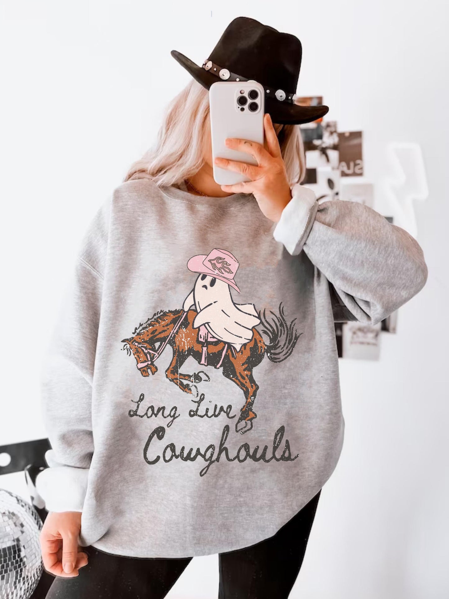 Long Live Cowghouls Shirt, Spooky Ghost Sweatshirt, Cute Fall Sweaters, Western Halloween, Cowgirl Ghost Sweater, Country Halloween Shirt