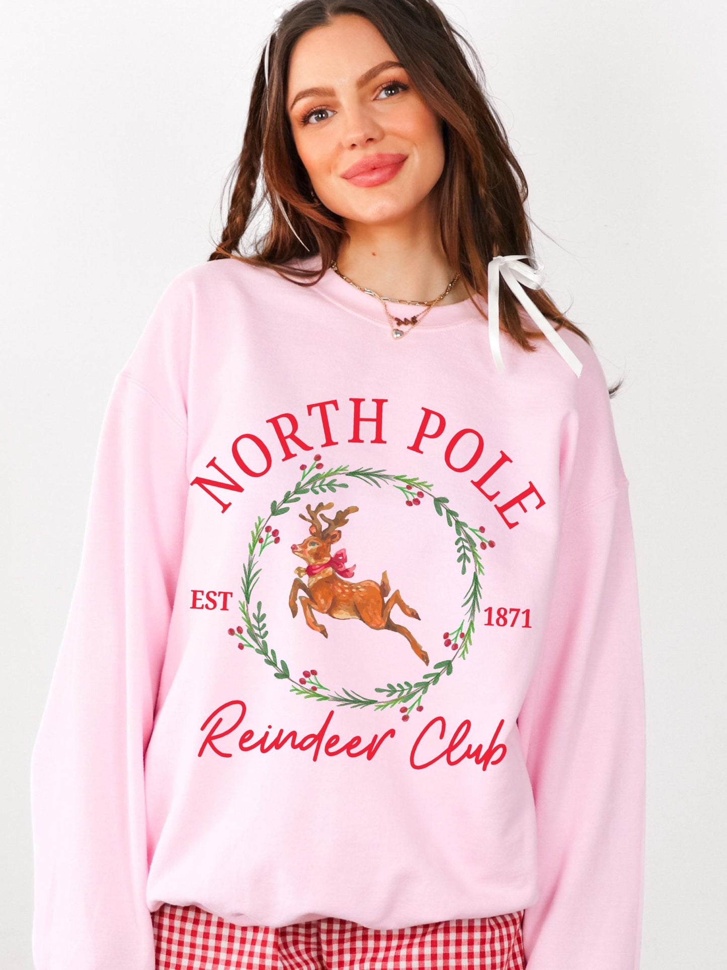 North Pole Reindeer Club Shirt, Retro Reindeer Christmas Sweatshirt, Vintage Christmas Sweater, Christmas Pullover, Reindeer Sweatshirt