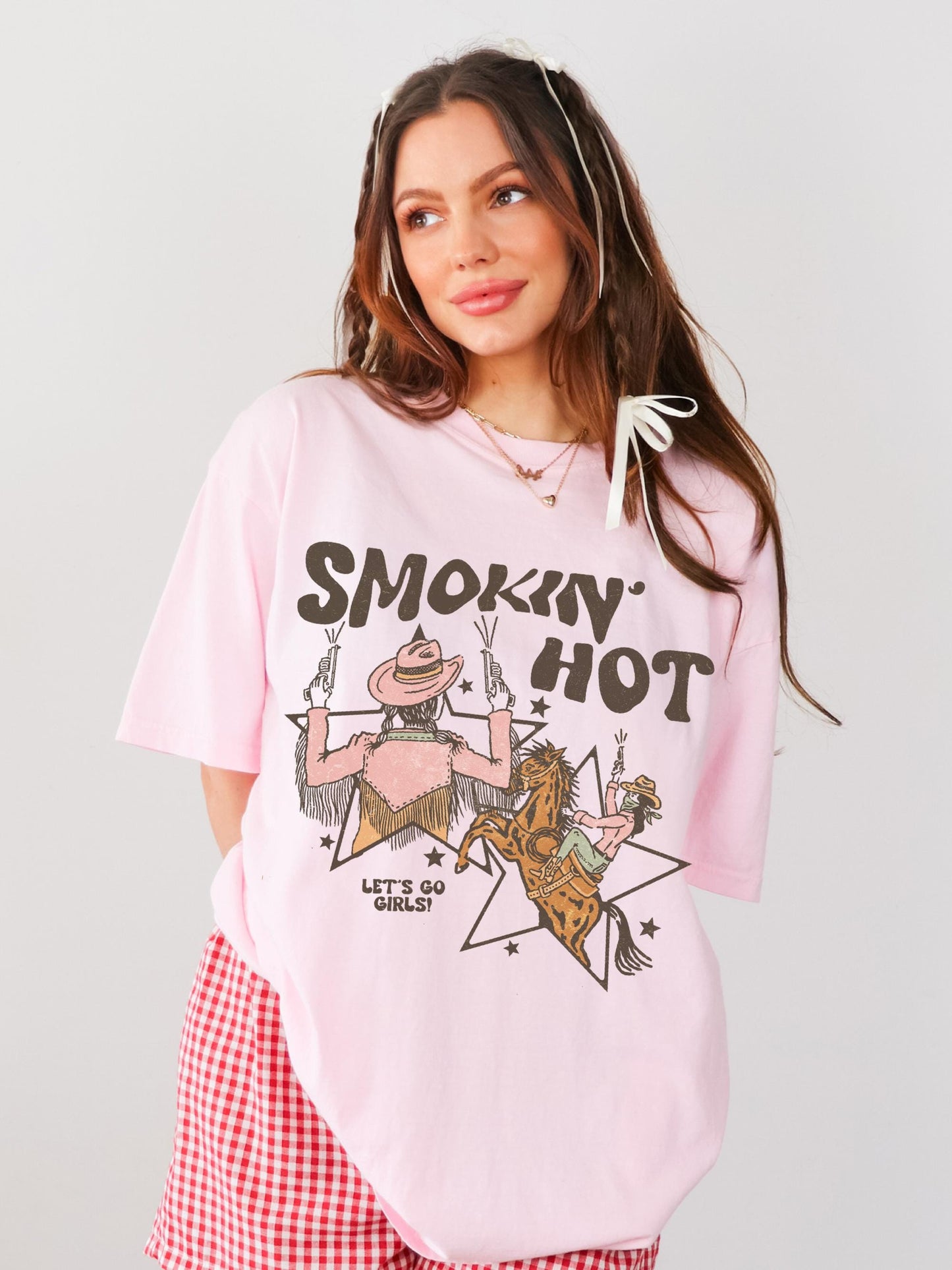 Smokin Hot Shirt, Lets Go Girls Shirt, Cowgirl Graphic Tee, 90s Country Shirt, Country Concert Shirt, Trendy Western Shirts, Cute Cowboy Tee