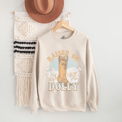 Raised On Dolly Country Music Sweatshirt, Western Sweatshirt, Country Concert Sweatshirt, Western Crewneck, Trendy Clothes, Cowgirl Shirt