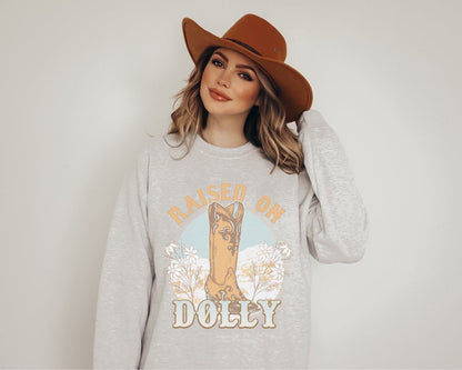 Raised On Dolly Country Music Sweatshirt, Western Sweatshirt, Country Concert Sweatshirt, Western Crewneck, Trendy Clothes, Cowgirl Shirt