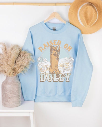 Raised On Dolly Country Music Sweatshirt, Western Sweatshirt, Country Concert Sweatshirt, Western Crewneck, Trendy Clothes, Cowgirl Shirt