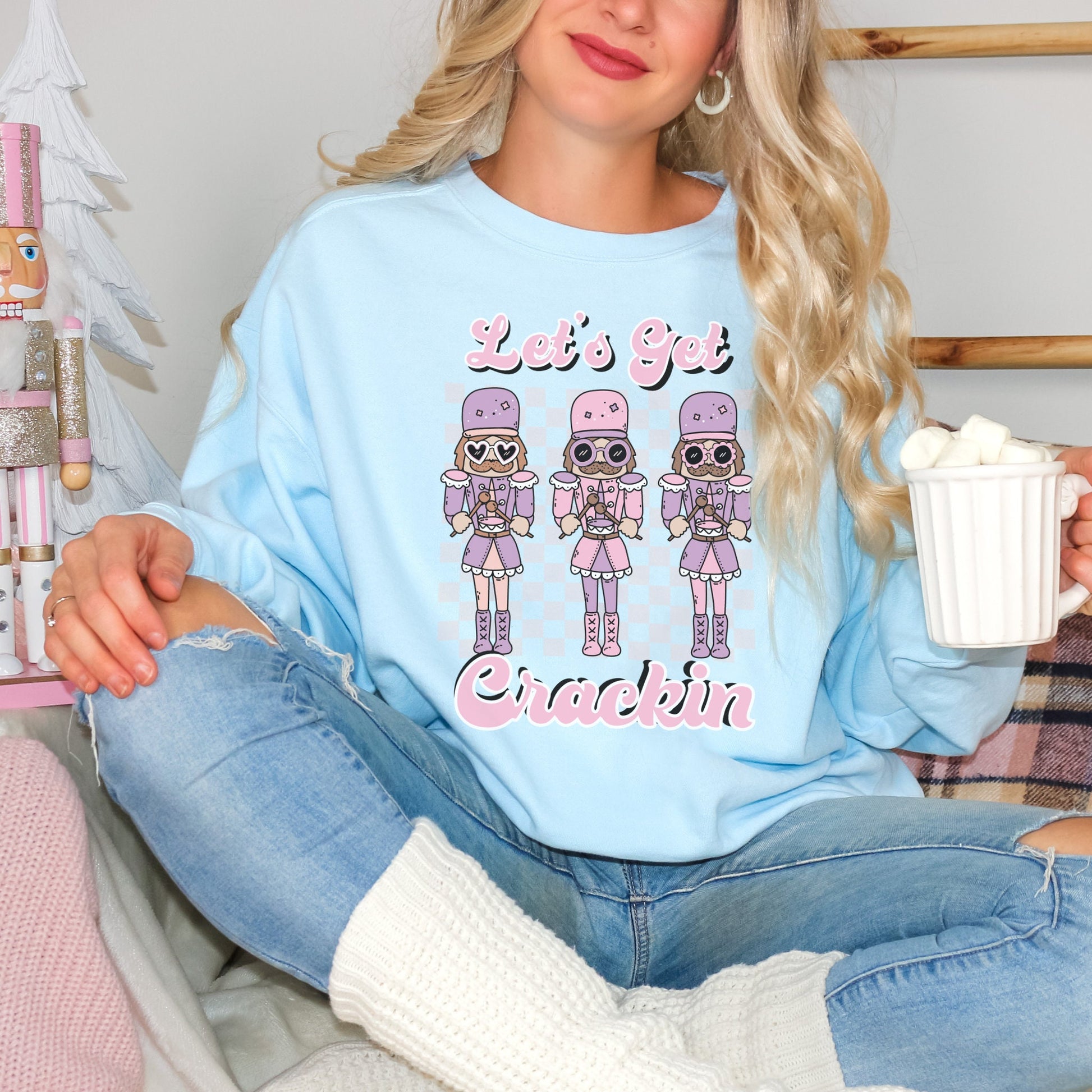 Retro Nutcracker Sweatshirt, Cute Christmas Sweater, Trendy Xmas Crewneck, Holiday Apparel, Winter Hoodie, Vintage Girly Nutcracker Pullover