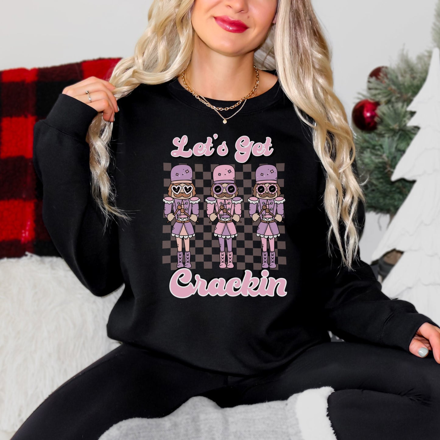 Retro Nutcracker Sweatshirt, Cute Christmas Sweater, Trendy Xmas Crewneck, Holiday Apparel, Winter Hoodie, Vintage Girly Nutcracker Pullover