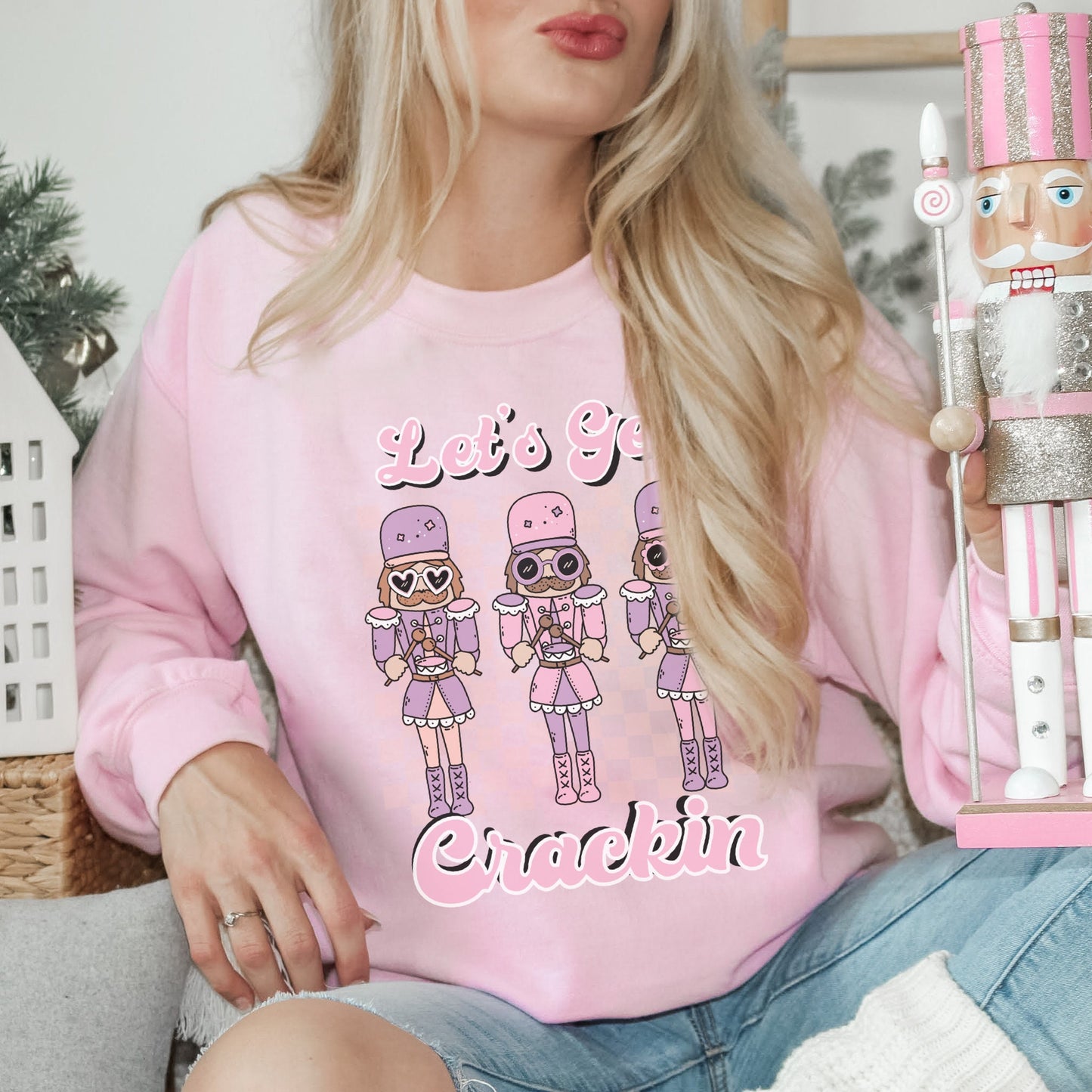 Retro Nutcracker Sweatshirt, Cute Christmas Sweater, Trendy Xmas Crewneck, Holiday Apparel, Winter Hoodie, Vintage Girly Nutcracker Pullover