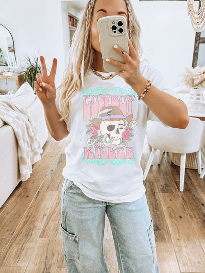 Cowboy Killers Shirt, Skull Tshirt, Trendy Western, Country Shirts, Cute Graphic Tees, Western Graphic Tee, Cowboy Skull, Country Western