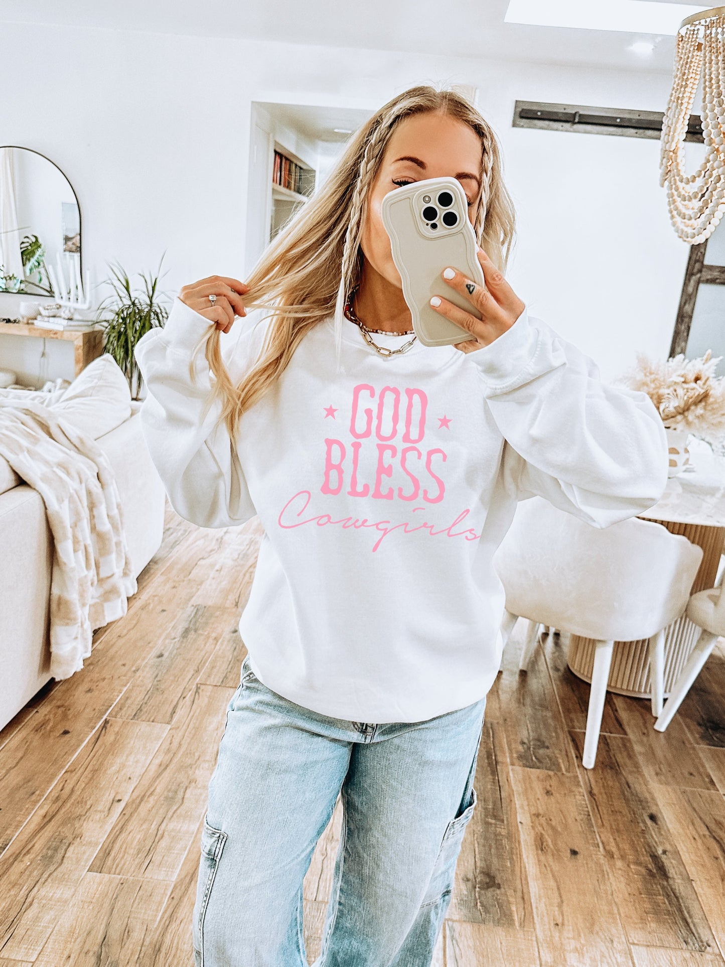 God Bless Cowgirls, Cowgirl Sweatshirt, Western Sweatshirt, Country Girl Shirt, Oversized Crewneck, Vintage Cowgirl, Cute Cowgirl Hoodie