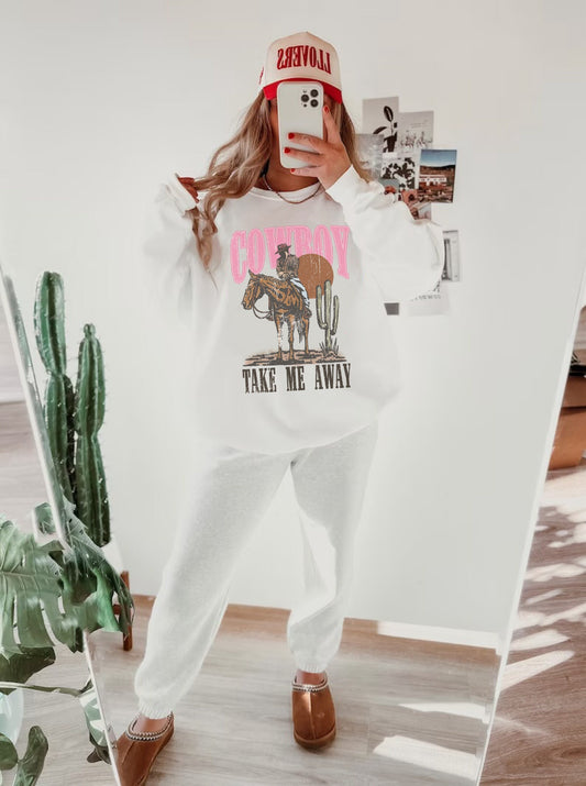 Cowboy Take Me Away Shirt, Cowboy Sweatshirt, Country Music Sweatshirt, Western Clothes, Western Sweatshirt, Cowgirl Crewneck, Country Girl
