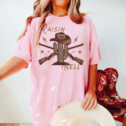 Raisin Hell Shirt, Western Graphic Tee, Cowgirl Fashion, Country Music Shirt, Boho Western Shirt, Desert Cactus Shirt, Cute Western Shirts