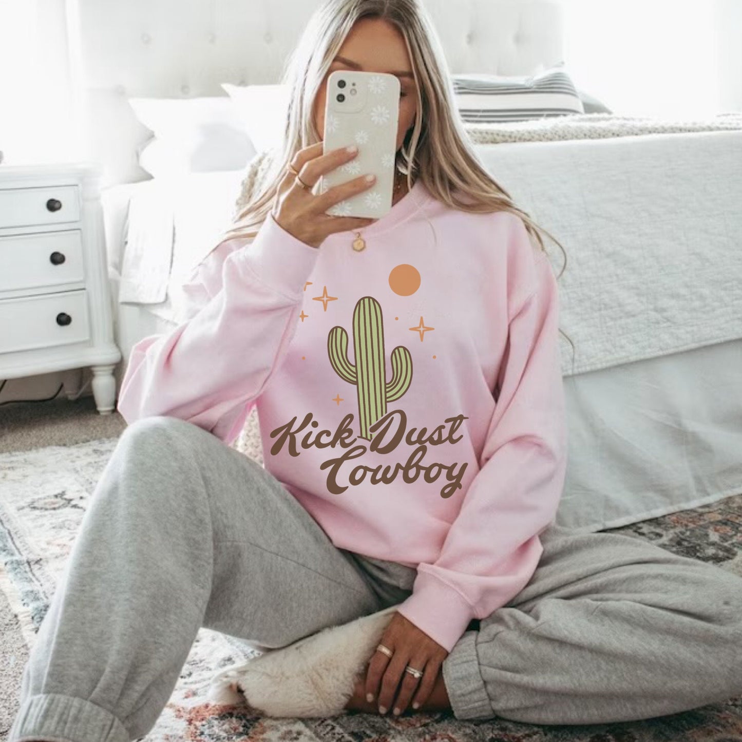 Kick Dust Cowboy Shirt, Cowboy Sweatshirt, Cowgirl Hoodie, Rodeo Sweatshirt, Western Graphic Shirt, Oversized Country Shirt, Cowboy Hoodie