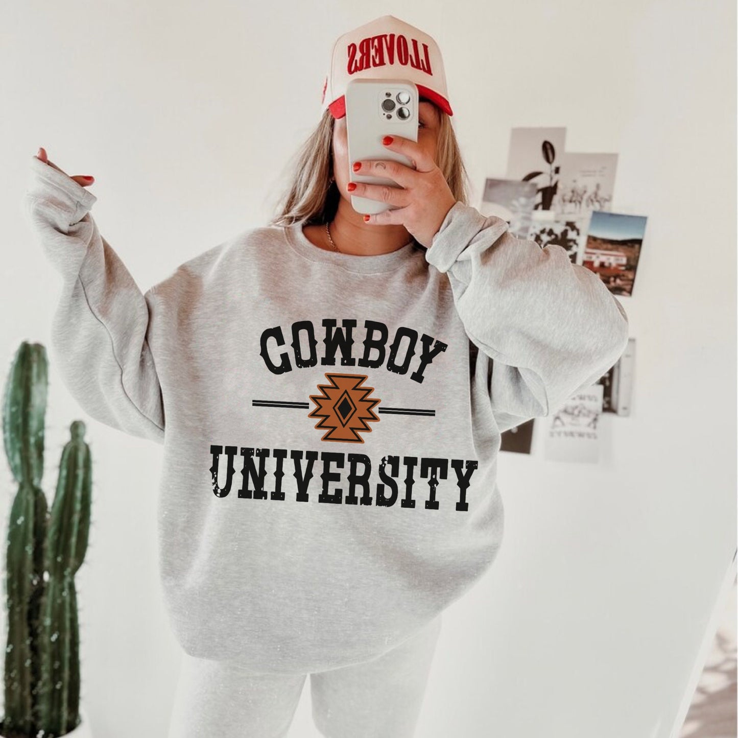 Cowboy University Sweatshirt, Cute Western Shirts, Country Crewneck, Trendy Cowgirl Shirt, Oversized Hoodie, Vintage Rodeo, Howdy Pullover