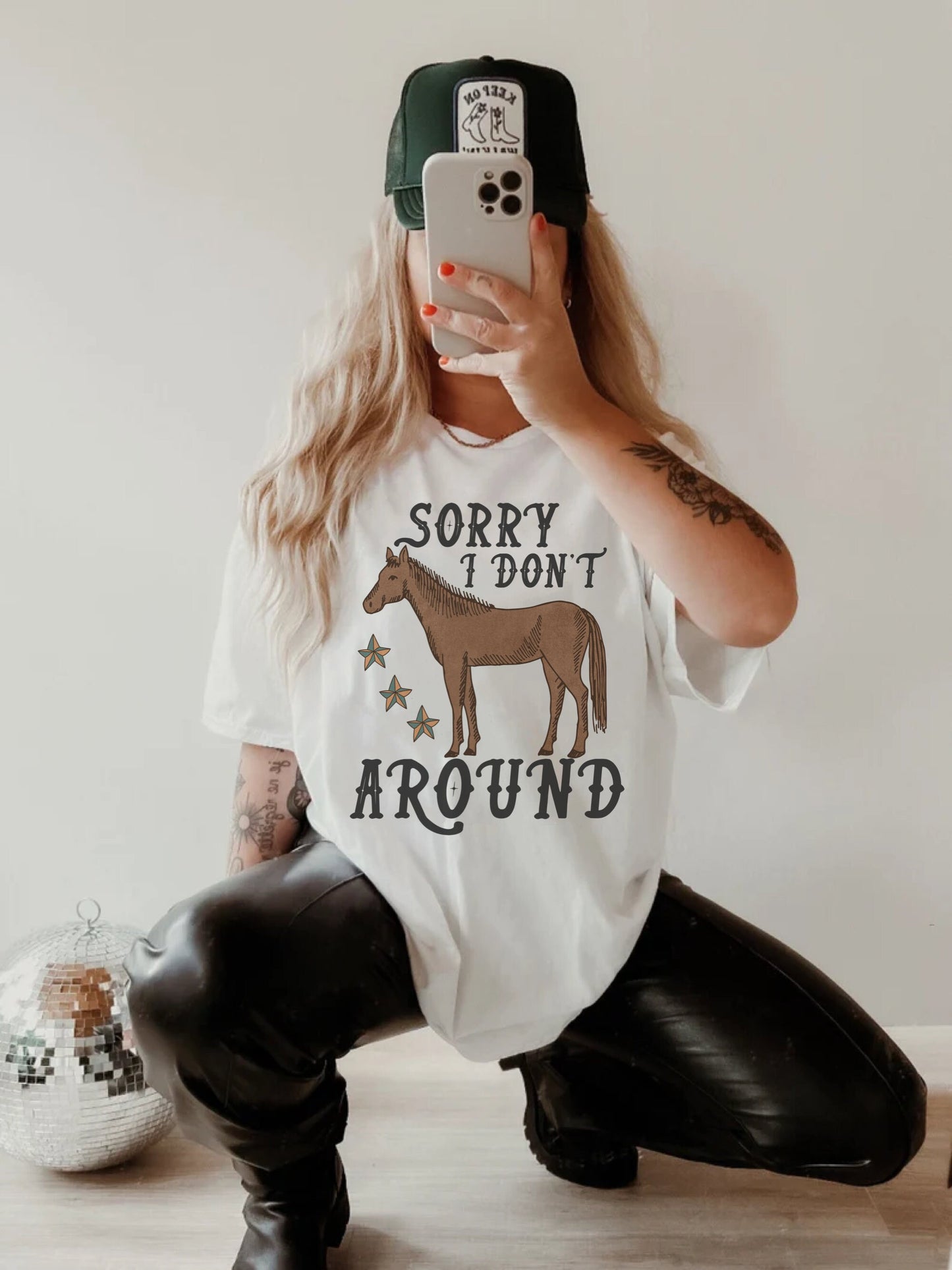 Sorry I Dont Horse Around, Cowboy Graphic Tee, Western Graphic Tee, Cute Cowgirl Tops, Country Tees, Trendy Oversized Shirt, Western Tshirt
