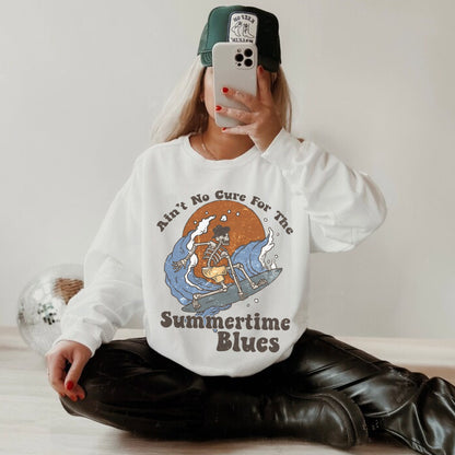 Summertime Blues Sweatshirt, Cowboy Surfer, Cowboy Summer, Cowgirl Crewneck, Western Tees, Country Girl Shirt, Trendy Western Shirt, Beachy