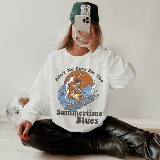 Summertime Blues Sweatshirt, Cowboy Surfer, Cowboy Summer, Cowgirl Crewneck, Western Tees, Country Girl Shirt, Trendy Western Shirt, Beachy
