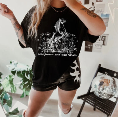 Wild Flowers And Wild Horses Shirt, Country Music Shirt, Western Graphic Tee, Nashville Shirt, Cowgirl Tee, Rodeo Shirt, Country Tour Shirt