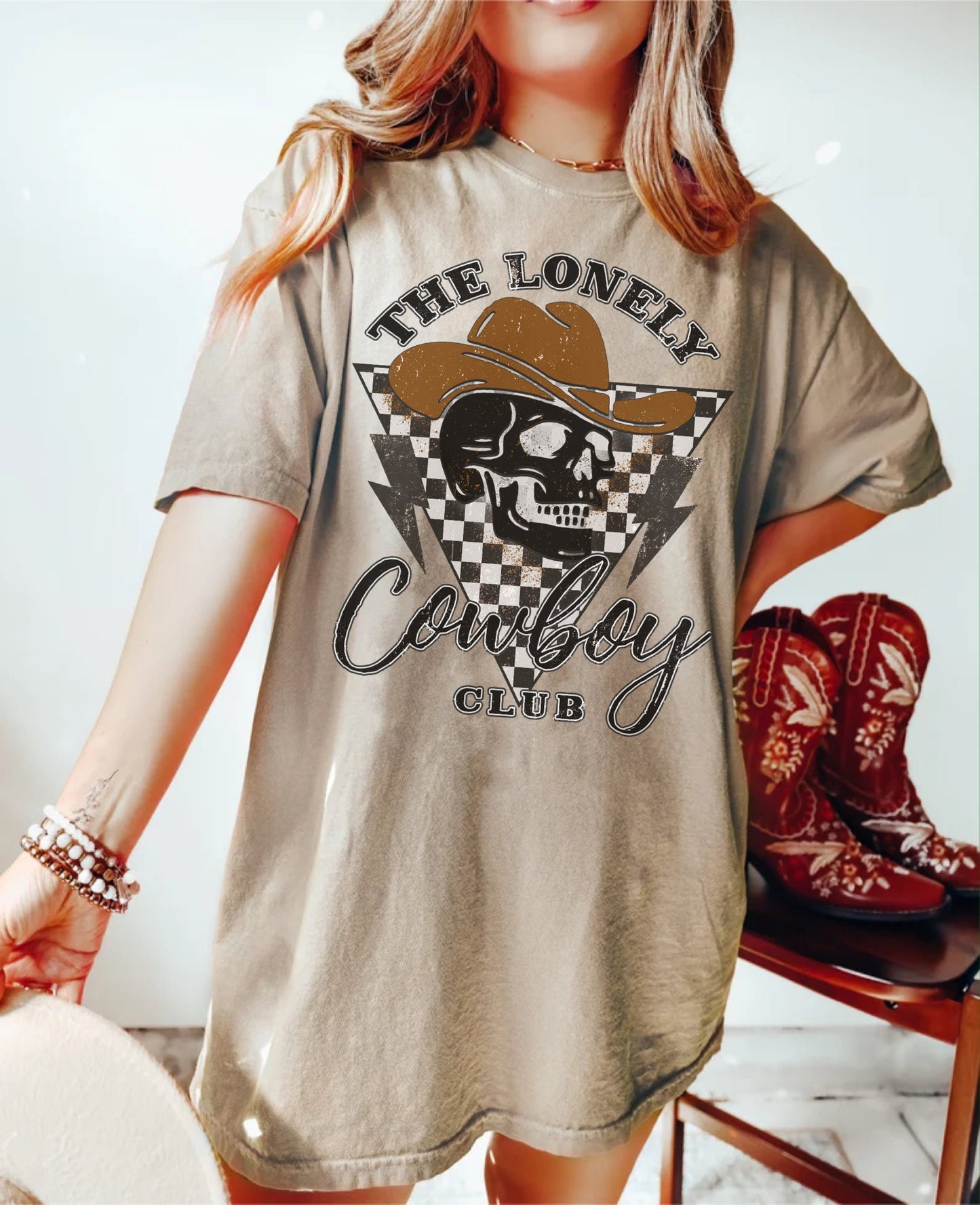 The Lonely Cowboy Club Shirt, Trendy Western Shirt, Cowboy Graphic Tee, Cowboy Skull Shirt, Country Music Shirt, Western Tees, Cute Cowgirl