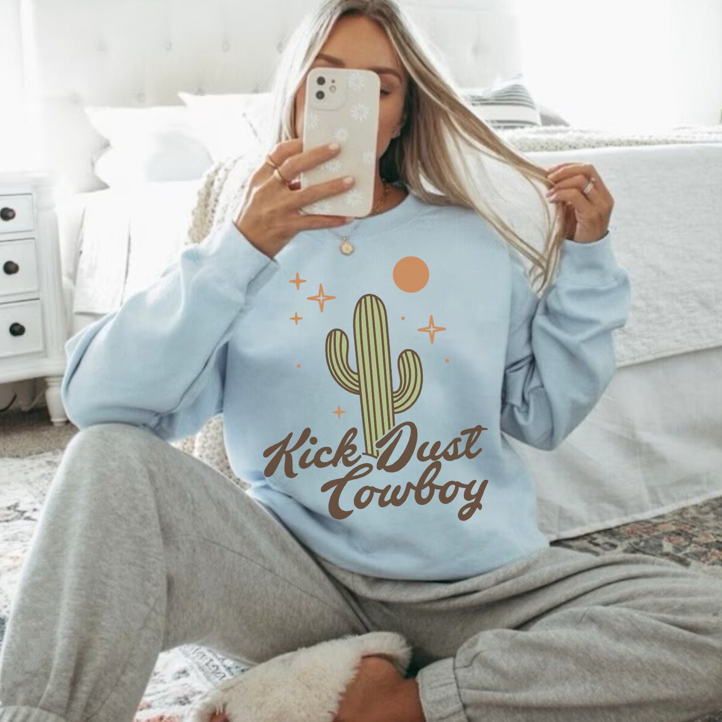 Kick Dust Cowboy Shirt, Cowboy Sweatshirt, Cowgirl Hoodie, Rodeo Sweatshirt, Western Graphic Shirt, Oversized Country Shirt, Cowboy Hoodie