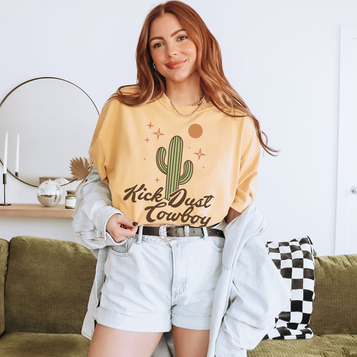 Kick Dust Cowboy Shirt, Western Graphic Tee, Comfort Colors Graphic Tee, Cowgirl Tee, Country Music Shirt, Vintage Cowboy Tee, Trendy Tshirt