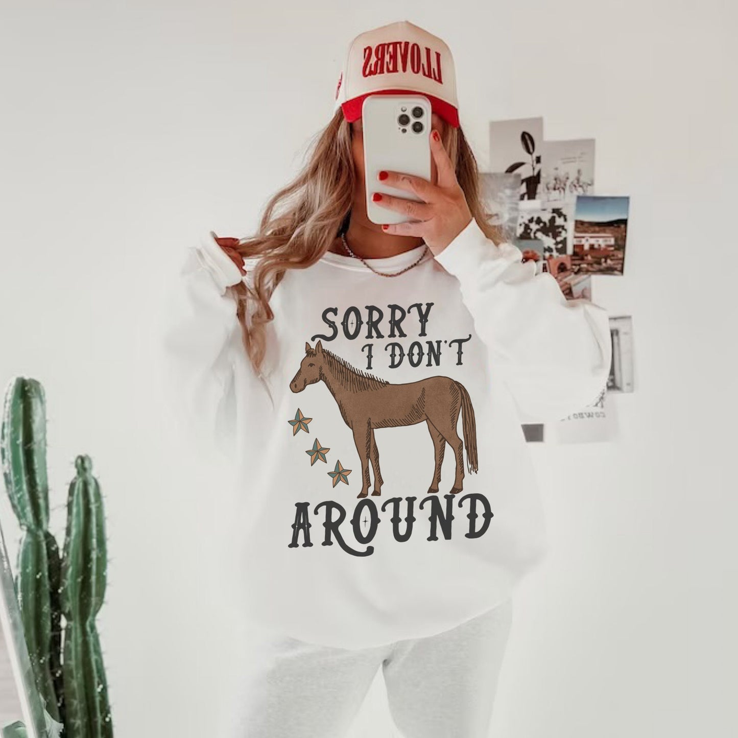 Sorry I Dont Horse Around, Cowboy Sweatshirt, Cowgirl Hoodies, Western Graphic Sweatshirt, Country Crewneck, Oversized Cowgirl Shirt, Howdy
