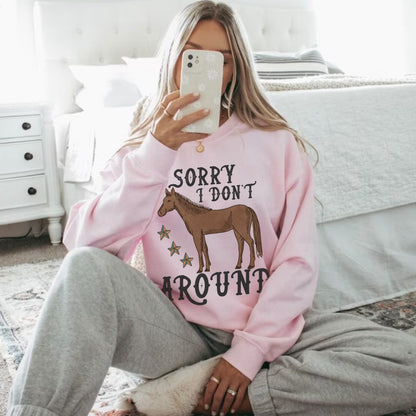 Sorry I Dont Horse Around, Cowboy Sweatshirt, Cowgirl Hoodies, Western Graphic Sweatshirt, Country Crewneck, Oversized Cowgirl Shirt, Howdy