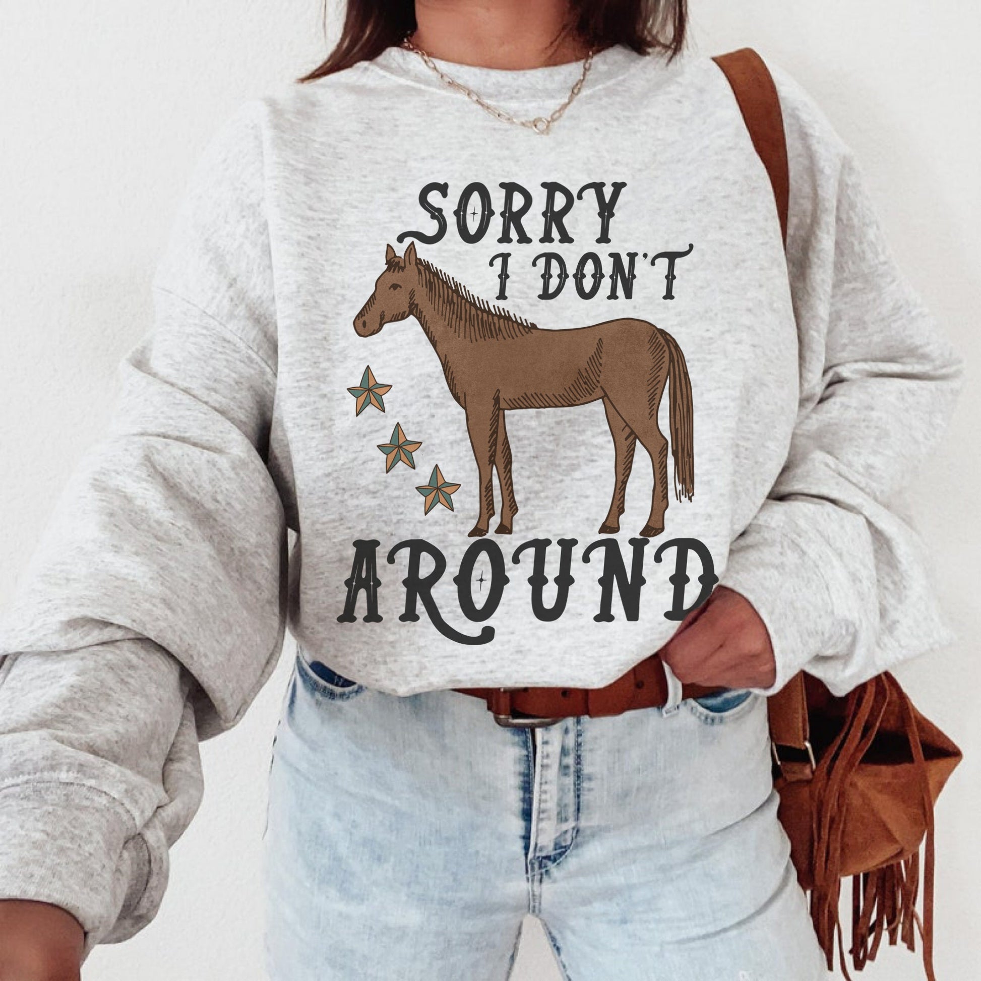 Sorry I Dont Horse Around, Cowboy Sweatshirt, Cowgirl Hoodies, Western Graphic Sweatshirt, Country Crewneck, Oversized Cowgirl Shirt, Howdy
