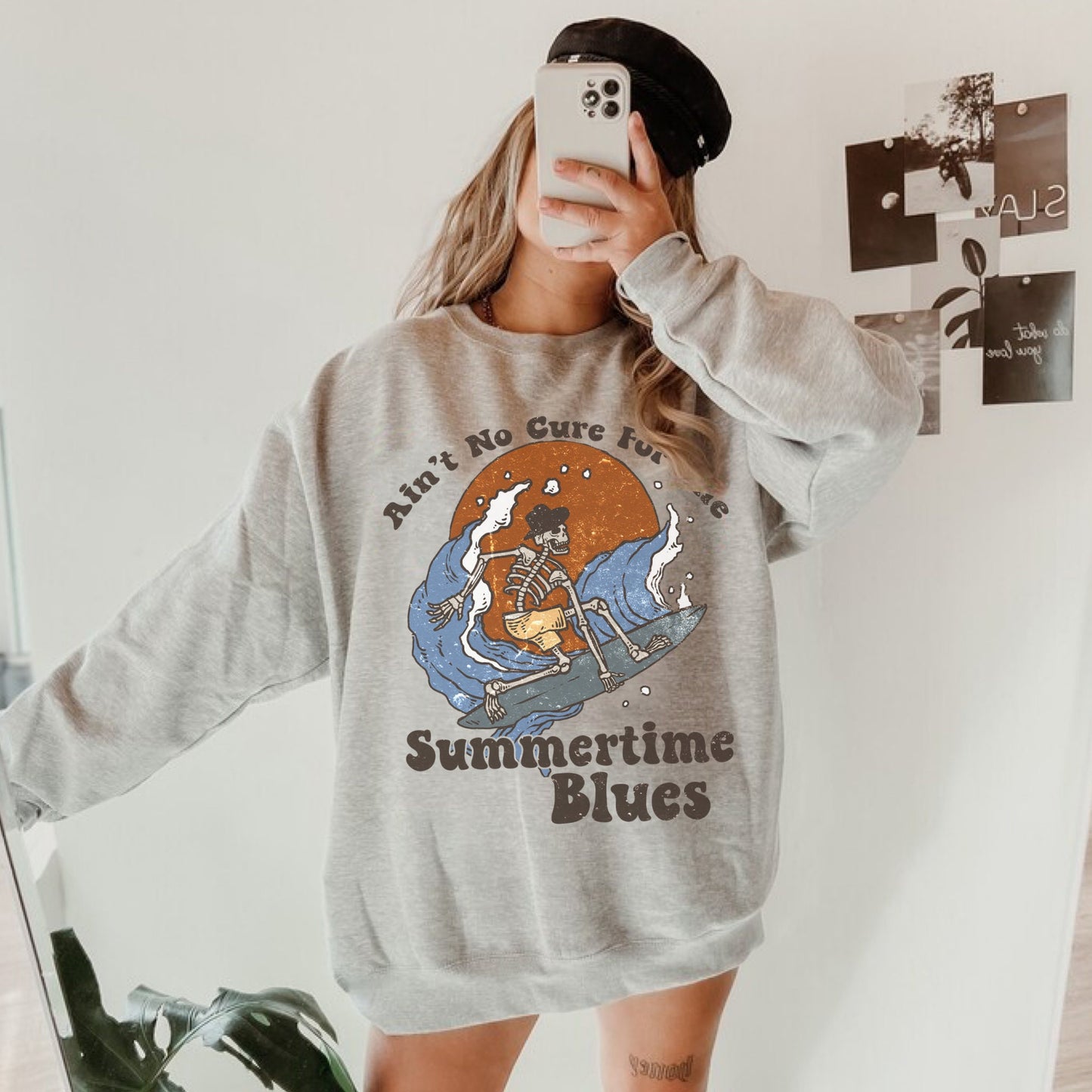 Summertime Blues Sweatshirt, Cowboy Surfer, Cowboy Summer, Cowgirl Crewneck, Western Tees, Country Girl Shirt, Trendy Western Shirt, Beachy