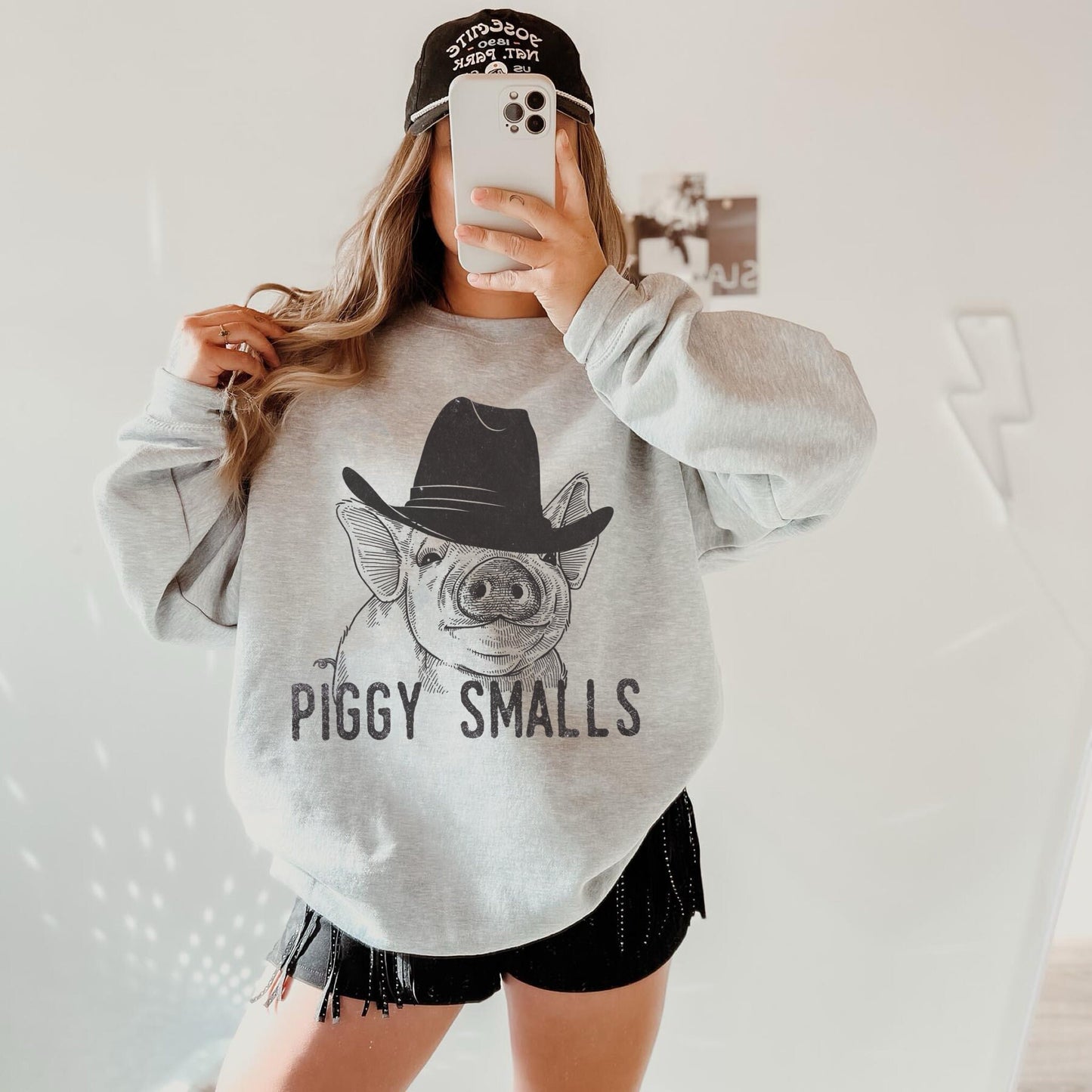 Piggy Smalls Sweatshirt, Pig Sweater, Western Crewneck, Cowgirl Sweatshirt, Country Hoodie, Trendy Sweater, Cowboy Sweatshirt, Country Shirt