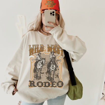 Wild West Rodeo Sweatshirt, Western Crewneck, Vintage Western Shirt, Cowboy Sweatshirt, Wild West Shirt, Cowgirl Sweatshirt, Country Hoodie