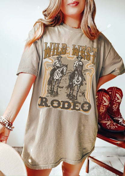 Wild West Rodeo Shirt, Rodeo Cowboy Shirt, Cowboy Graphic Tee, Western Tshirt, Cute Cowgirl Shirt, Country Concert Tee, Trendy Western Shirt