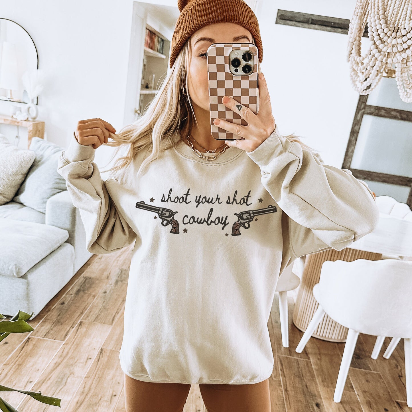 Shoot Your Shot Cowboy Sweatshirt, Cowgirl Hoodies, Western Crewneck, Country Sweatshirt, Country Girl Shirt, Cowboy Sweatshirt, Trendy Tops