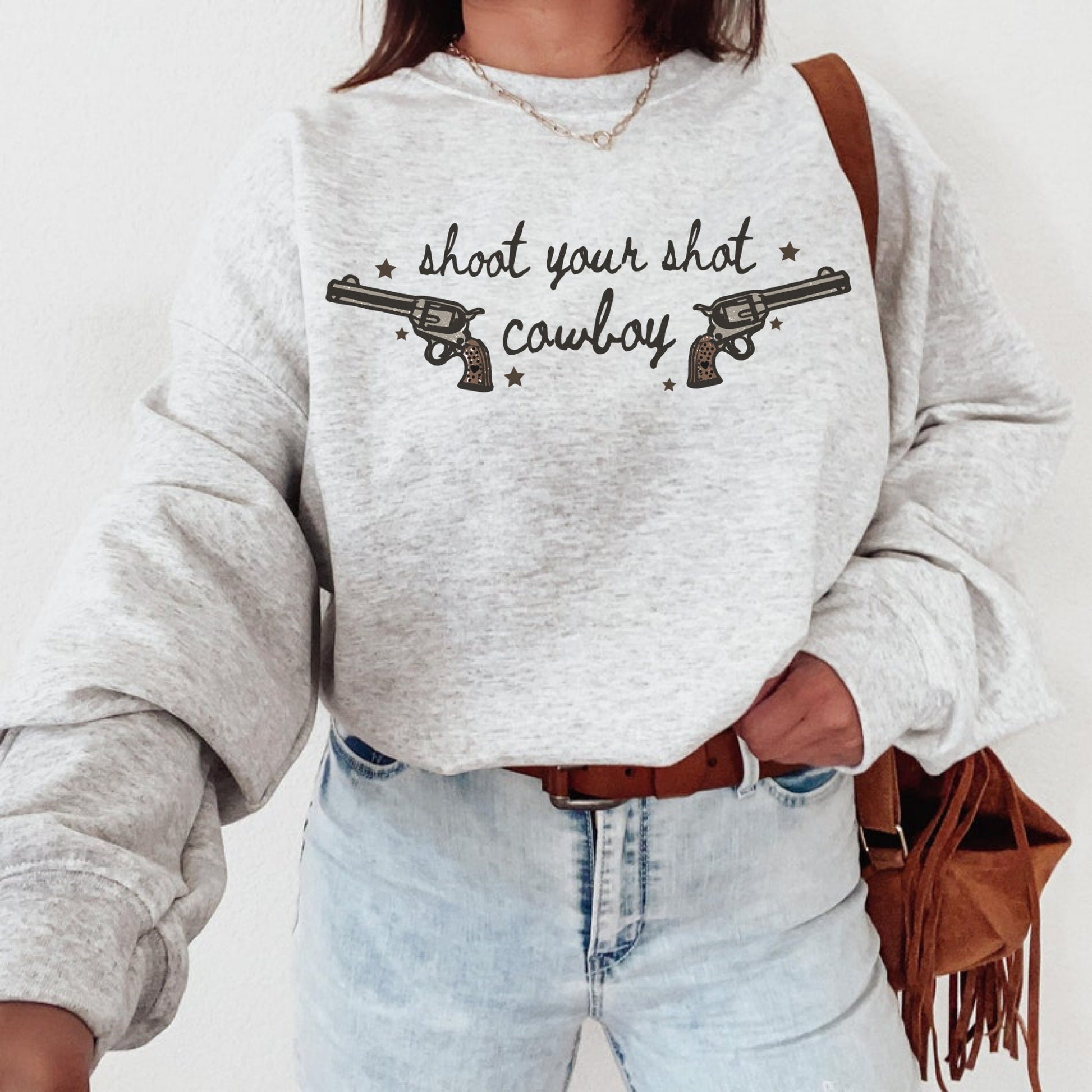 Shoot Your Shot Cowboy Sweatshirt, Cowgirl Hoodies, Western Crewneck, Country Sweatshirt, Country Girl Shirt, Cowboy Sweatshirt, Trendy Tops