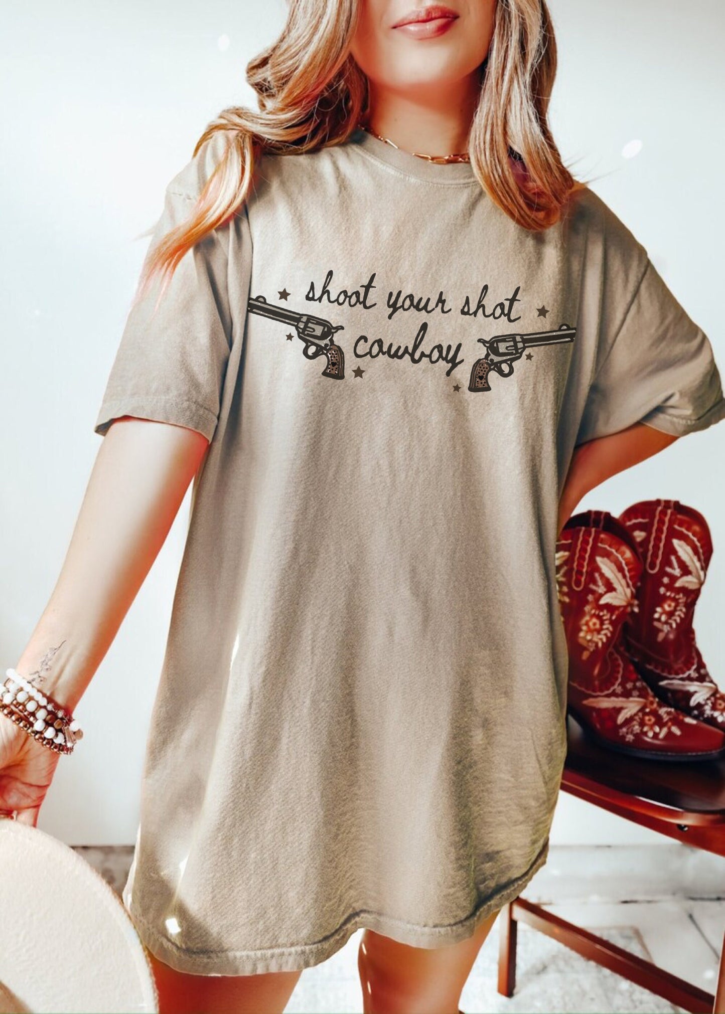 Shoot Your Shot Cowboy Shirt, Cowboy Graphic Tee, Trendy Western Shirt, Cowgirl Rodeo Shirt, Cute Country Shirts, Country Music Shirt