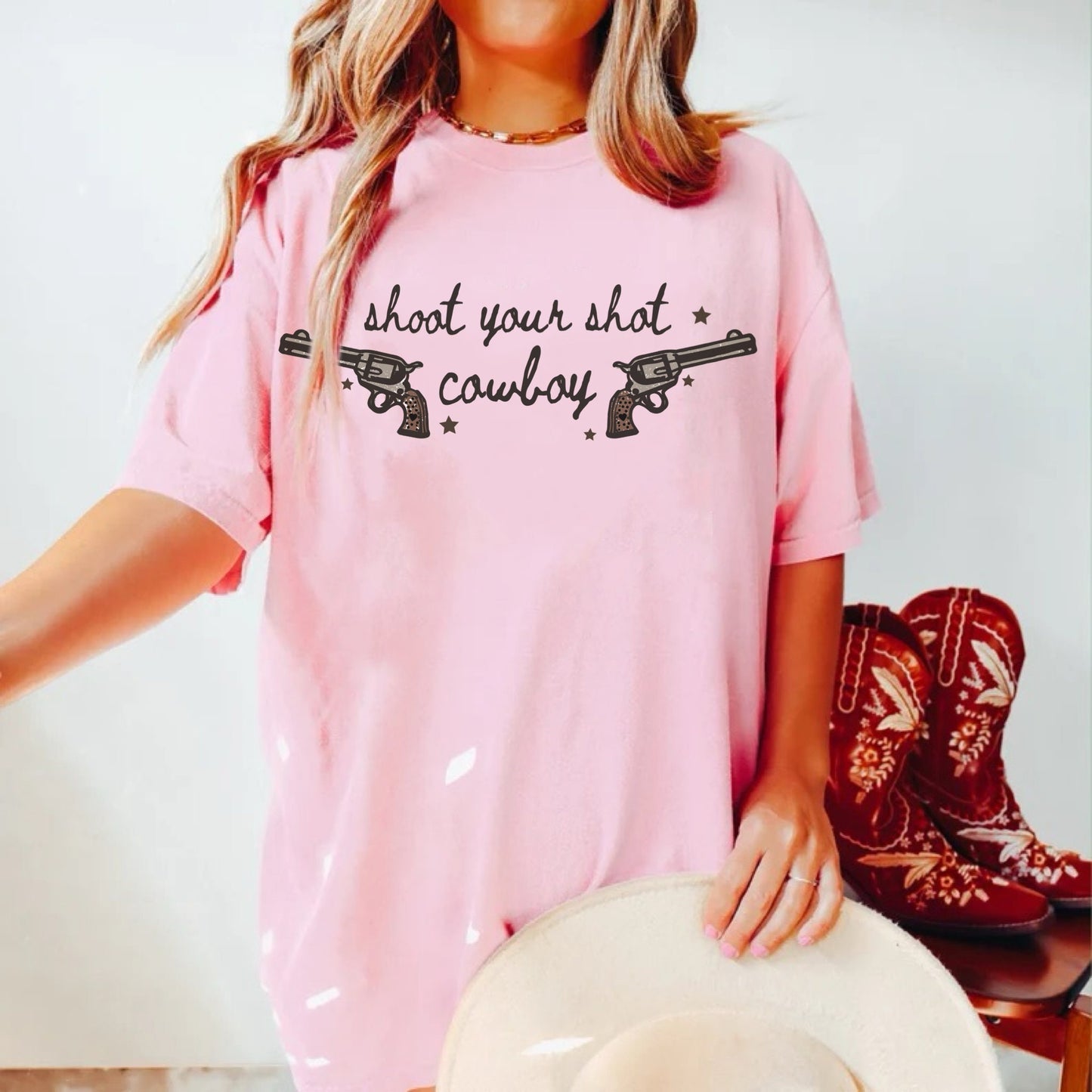 Shoot Your Shot Cowboy Shirt, Cowboy Graphic Tee, Trendy Western Shirt, Cowgirl Rodeo Shirt, Cute Country Shirts, Country Music Shirt