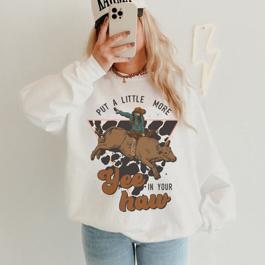 Yeehaw Sweatshirt, Yee Haw Shirt, Western Sweatshirt, Cowgirl Hoodies, Retro Cowboy Shirt, Country Crewneck, Rodeo Sweatshirt, Howdy Shirt