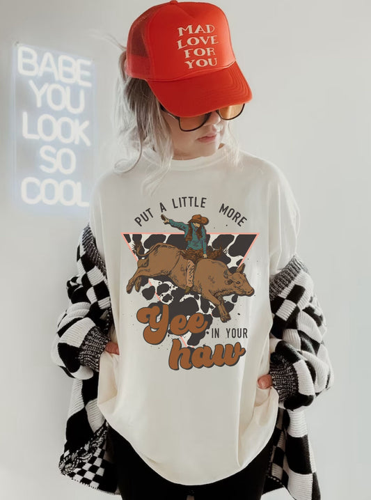 Yeehaw Tshirt, Cowboy Graphic Tees, Cowgirl Rodeo Shirt, Cute Western Shirt, Oversized Country Shirt, Trendy Western Shirt, Cowgirl Tees