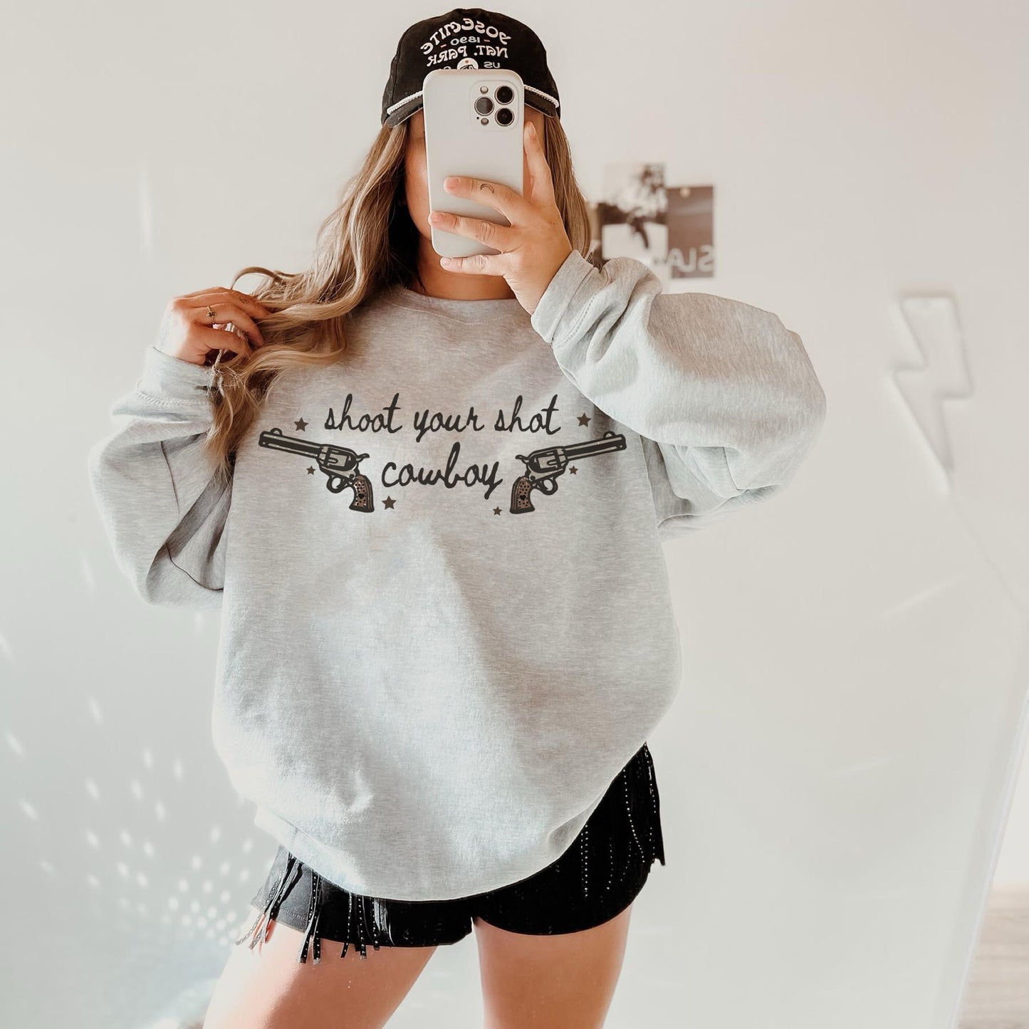 Shoot Your Shot Cowboy Sweatshirt, Cowgirl Hoodies, Western Crewneck, Country Sweatshirt, Country Girl Shirt, Cowboy Sweatshirt, Trendy Tops