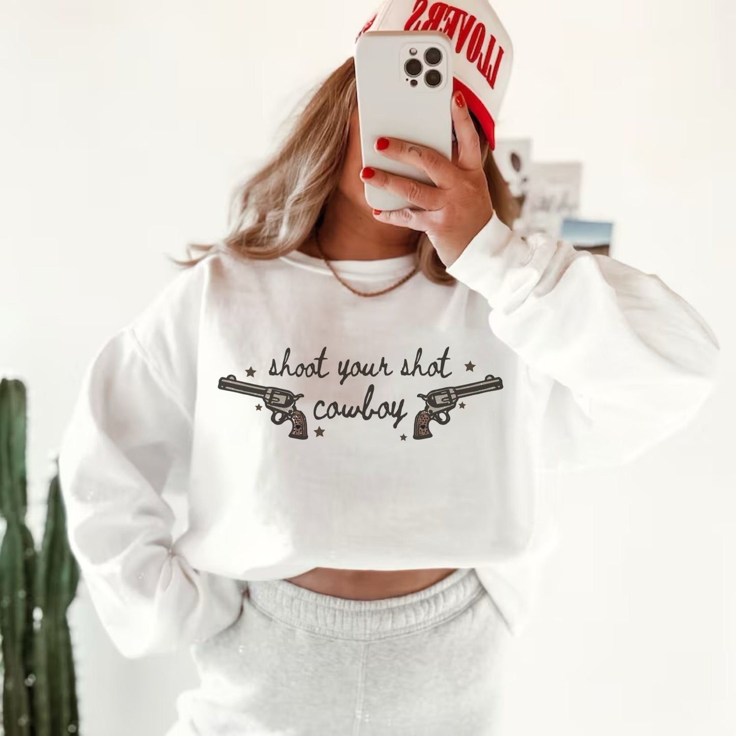 Shoot Your Shot Cowboy Sweatshirt, Cowgirl Hoodies, Western Crewneck, Country Sweatshirt, Country Girl Shirt, Cowboy Sweatshirt, Trendy Tops