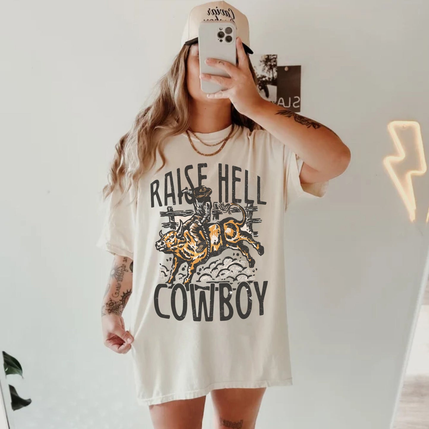 Raise Hell Cowboy Shirt, Rodeo Shirt, Cowgirl Rodeo, Western Cowboy Tshirt, Retro Country Shirt, Cute Country Shirts, Western Graphic Tee
