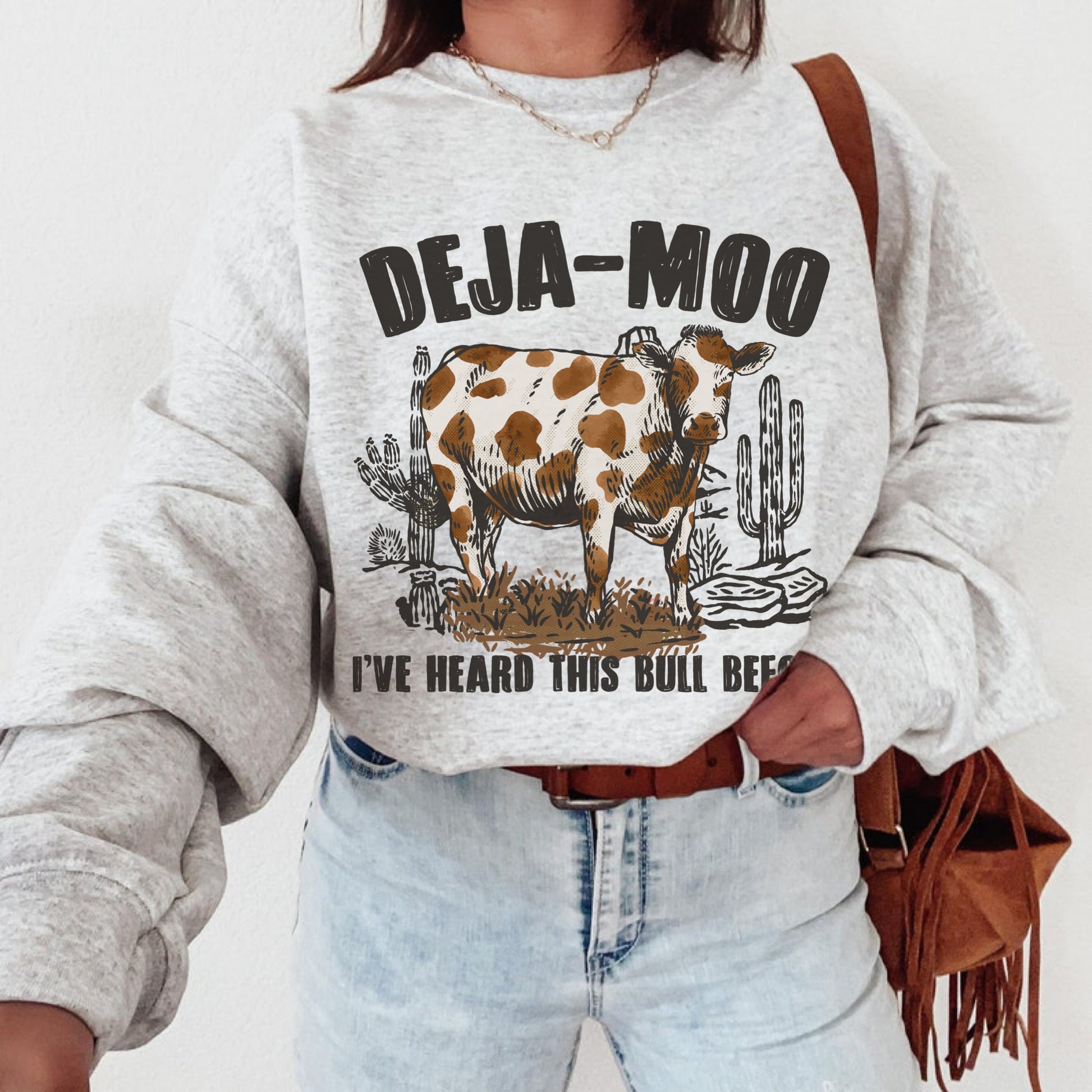 Deja Moo Shirt, Funny Cow Shirt, Western Sweatshirt, Western Cow Shirt, Cow Hoodie, Cowboy Sweatshirt, Country Crewneck, Farm Sweatshirt