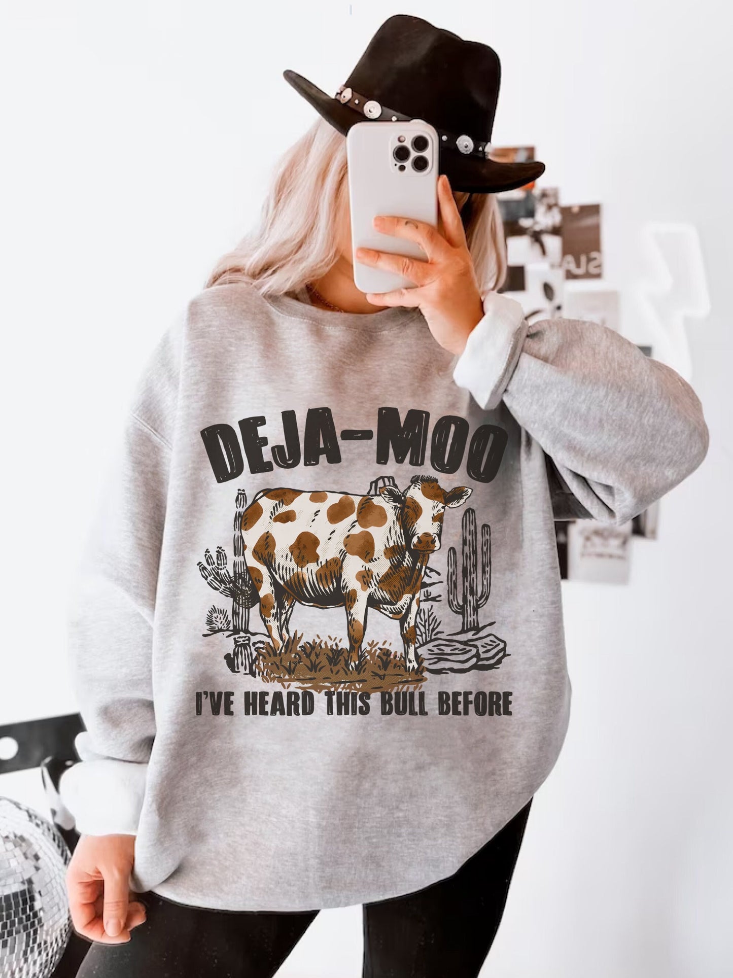 Deja Moo Shirt, Funny Cow Shirt, Western Sweatshirt, Western Cow Shirt, Cow Hoodie, Cowboy Sweatshirt, Country Crewneck, Farm Sweatshirt