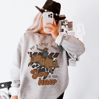 Yeehaw Sweatshirt, Yee Haw Shirt, Western Sweatshirt, Cowgirl Hoodies, Retro Cowboy Shirt, Country Crewneck, Rodeo Sweatshirt, Howdy Shirt