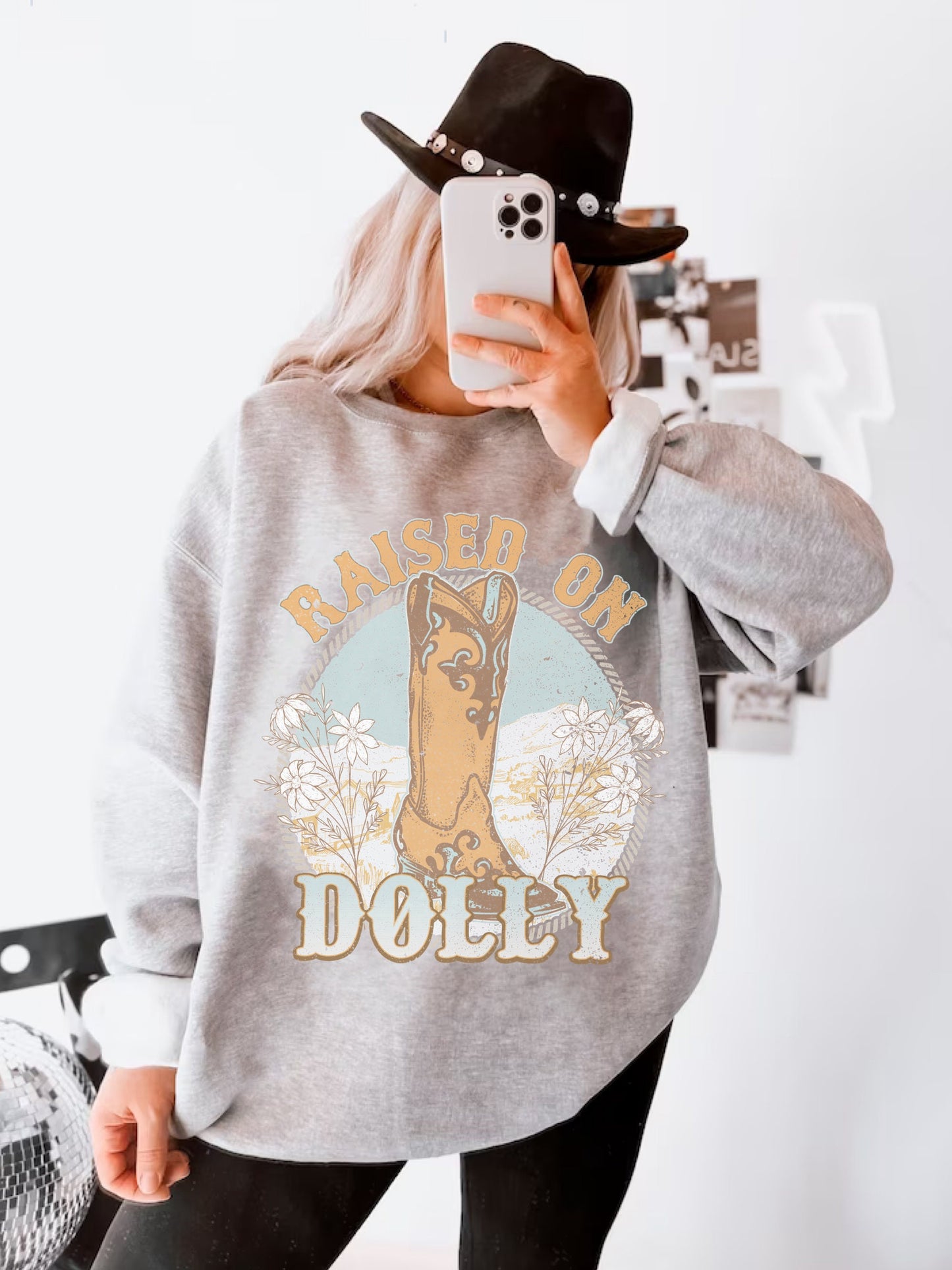 Raised On Dolly Country Music Sweatshirt, Western Sweatshirt, Country Concert Sweatshirt, Western Crewneck, Trendy Clothes, Cowgirl Shirt
