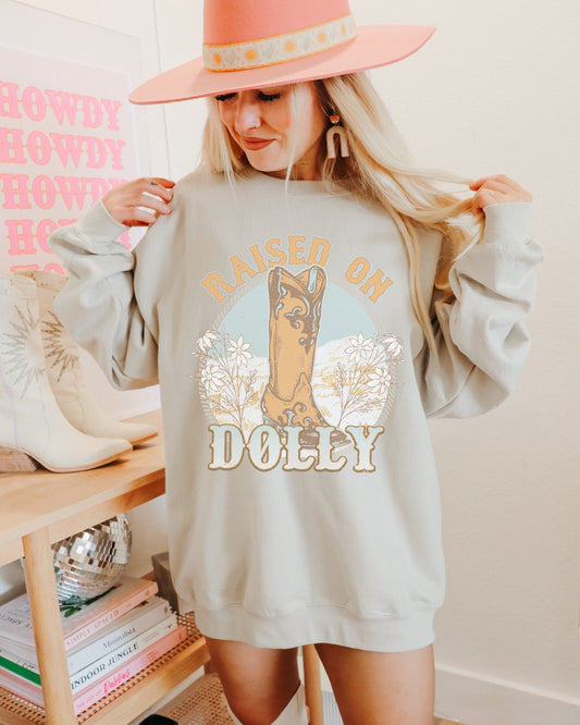 Raised On Dolly Country Music Sweatshirt, Western Sweatshirt, Country Concert Sweatshirt, Western Crewneck, Trendy Clothes, Cowgirl Shirt