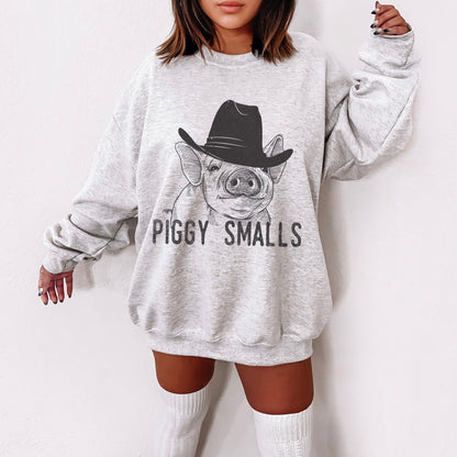 Piggy Smalls Sweatshirt, Pig Sweater, Western Crewneck, Cowgirl Sweatshirt, Country Hoodie, Trendy Sweater, Cowboy Sweatshirt, Country Shirt