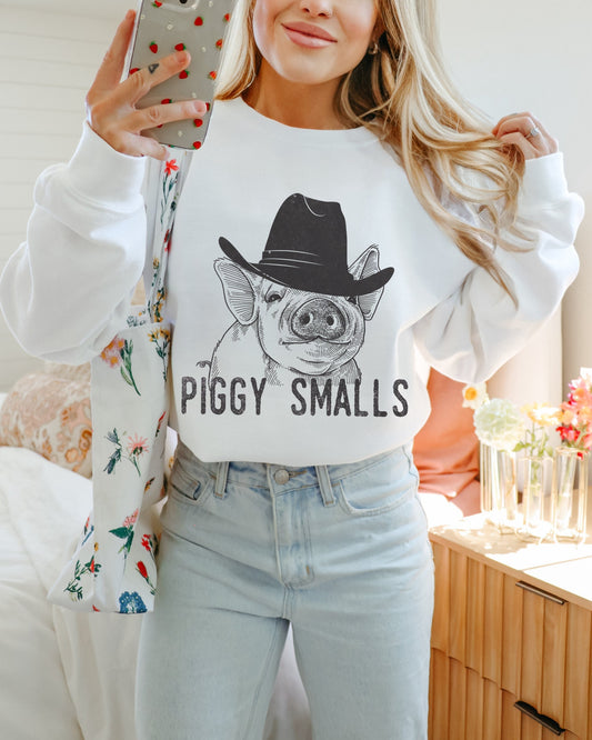 Piggy Smalls Sweatshirt, Pig Sweater, Western Crewneck, Cowgirl Sweatshirt, Country Hoodie, Trendy Sweater, Cowboy Sweatshirt, Country Shirt