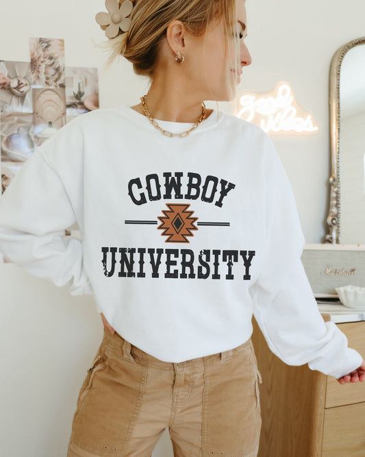 Cowboy University Sweatshirt, Cute Western Shirts, Country Crewneck, Trendy Cowgirl Shirt, Oversized Hoodie, Vintage Rodeo, Howdy Pullover
