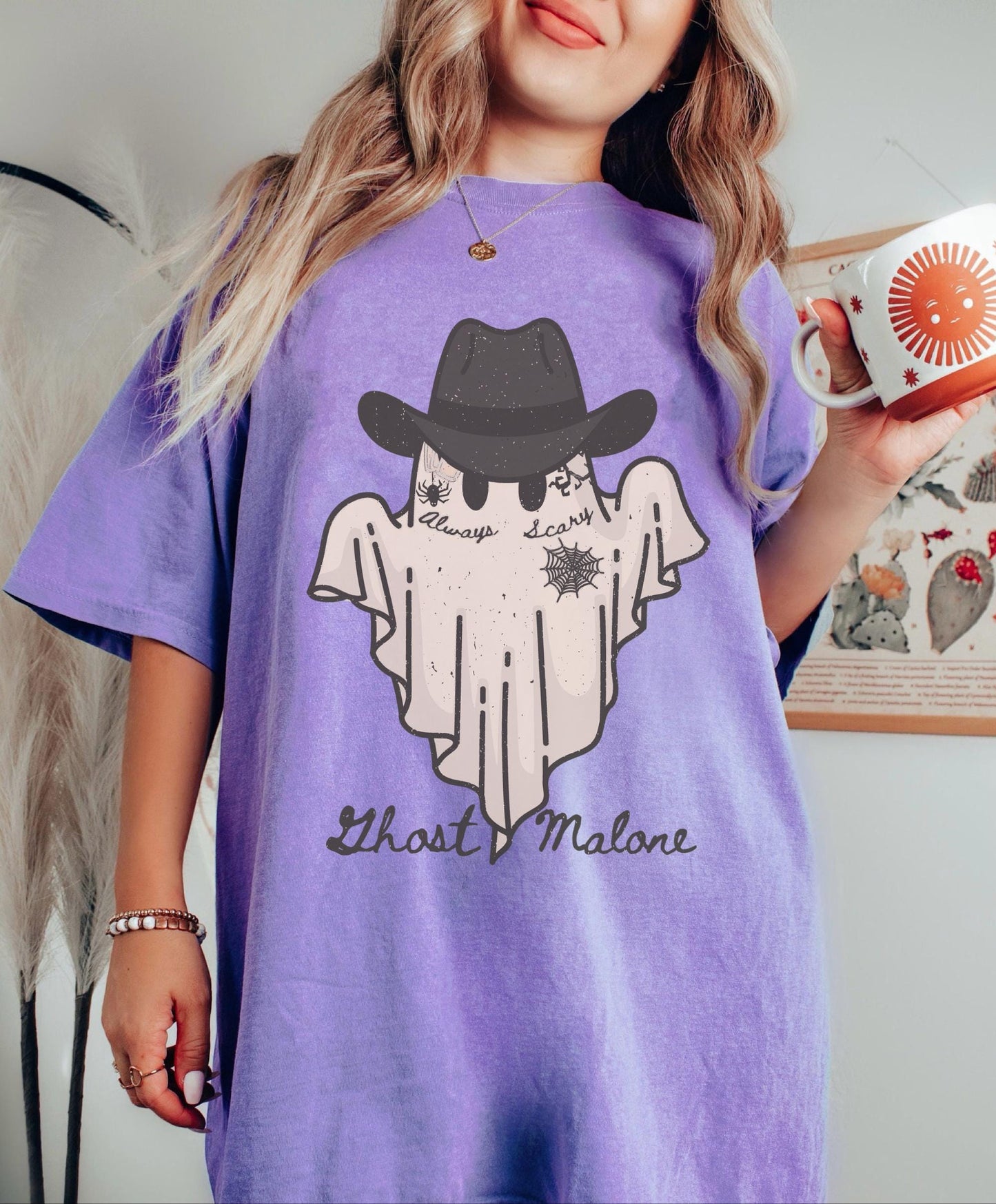Ghost Malone Shirt, Western Ghost Shirt, Retro Ghost Shirt, Cowboy Halloween Shirt, Spooky Tshirt, Trendy Halloween Shirt, Funny Halloween