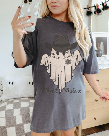 Ghost Malone Shirt, Western Ghost Shirt, Retro Ghost Shirt, Cowboy Halloween Shirt, Spooky Tshirt, Trendy Halloween Shirt, Funny Halloween