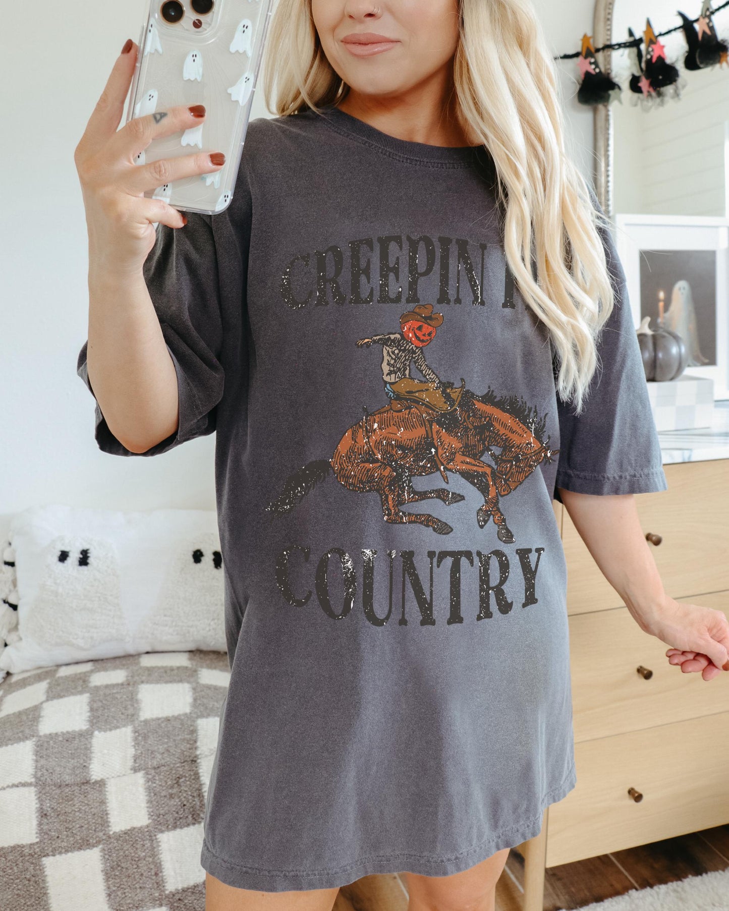 Creepin It Country Shirt, Fall Pumpkin Sweater, Trendy Halloween Tshirt, Costume Tshirt, Country Pumpkin Shirt, Horror Shirt, Spooky Shirt